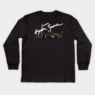 Ayrton Senna's Lotus 98T Illustration Kids Long Sleeve T-Shirt